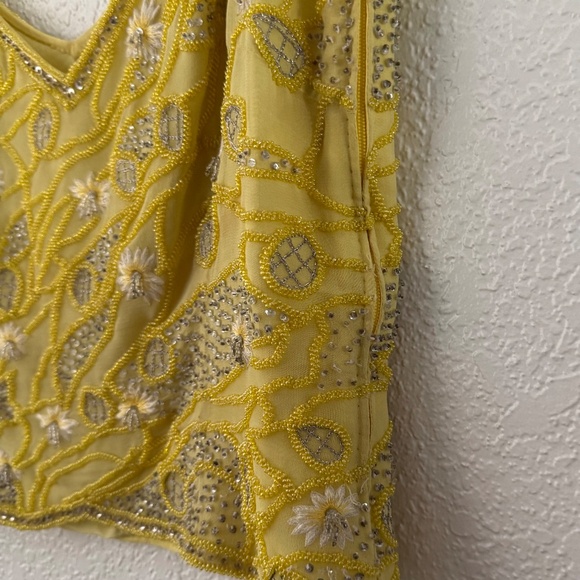 ESCADA Vintage Yellow Silk hand beaded Strappy Couture Top Size 38 - Picture 8 of 15